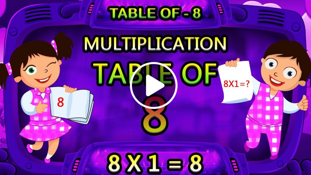 Table of 8 Learn 8 Multiplication Maths Time Tables – 8 Table Of Eight KidsTvSirukathaigal